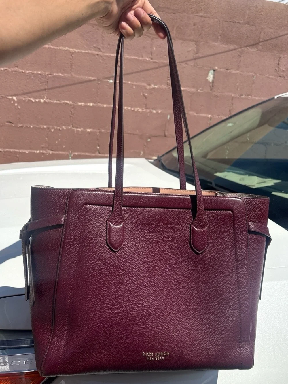 kate spade Wine Pebbled Leather Tote